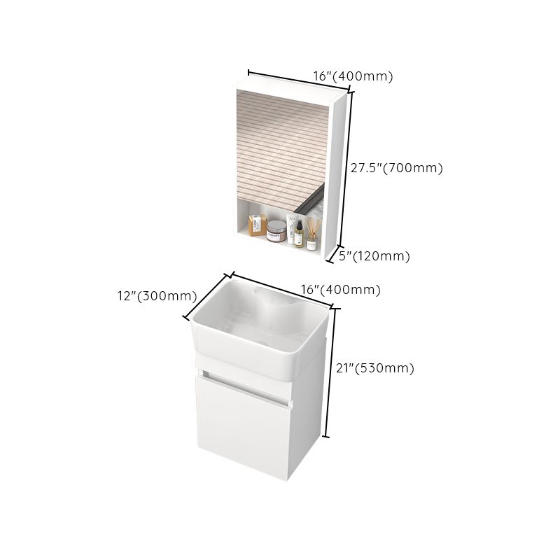 Rectangular Single Sink Bathroom Vanity Modern White Wall Mount Vanity Set Clearhalo 'Bathroom Remodel & Bathroom Fixtures' 'Bathroom Vanities' 'bathroom_vanities' 'Home Improvement' 'home_improvement' 'home_improvement_bathroom_vanities' 1200x1200_fbc84585-87e4-4d24-97f4-f19d50f4781e