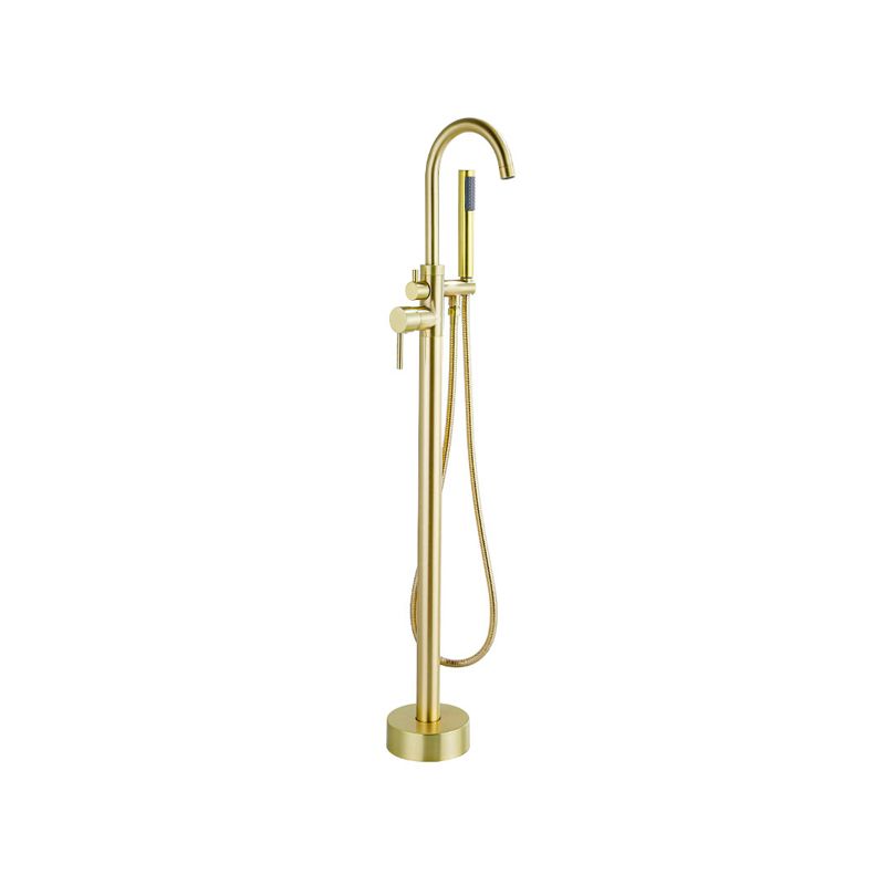 Modern Gold Bath Faucet Trim Floor Mounted High Arc Tub Faucet Clearhalo 'Bathroom Remodel & Bathroom Fixtures' 'Bathtub Faucets' 'bathtub_faucets' 'Home Improvement' 'home_improvement' 'home_improvement_bathtub_faucets' 1200x1200_fbd6f6d1-1cf6-45b1-a598-f6ec953be45d