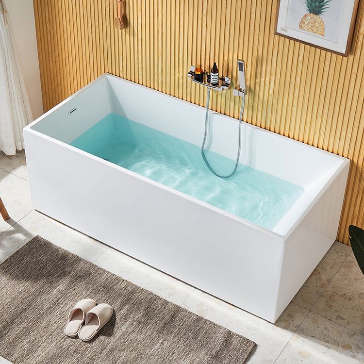 Modern Rectangle Acrylic Bathtub Freestand Soaking Bathtub with Drain Bath Tub Clearhalo 'Bathroom Remodel & Bathroom Fixtures' 'Bathtubs' 'Home Improvement' 'home_improvement' 'home_improvement_bathtubs' 'Showers & Bathtubs' 1200x1200_fbedba24-581a-4a86-b603-df972e400cff