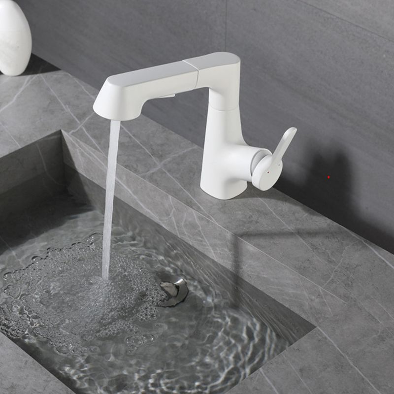 White Pull-out Bathroom Sink Faucet Hot and Cold Water Adjustable Hand Held Faucet Clearhalo 'Bathroom Remodel & Bathroom Fixtures' 'Bathroom Sink Faucets' 'Bathroom Sinks & Faucet Components' 'bathroom_sink_faucets' 'Home Improvement' 'home_improvement' 'home_improvement_bathroom_sink_faucets' 1200x1200_fc3c476b-3dbc-4cca-894b-f17e54a1145a