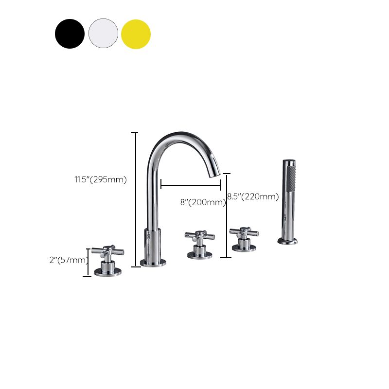 Traditional Roman Tub Faucet Set Copper Deck Mounted Triple Handle Roman Bathtub Faucet Clearhalo 'Bathroom Remodel & Bathroom Fixtures' 'Bathtub Faucets' 'bathtub_faucets' 'Home Improvement' 'home_improvement' 'home_improvement_bathtub_faucets' 1200x1200_fc46a8cc-5fd6-4037-8d28-97f4bb1ec5b7