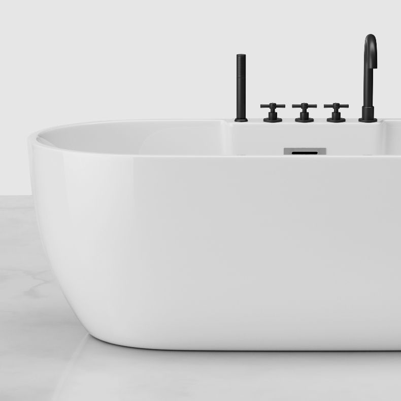 White Stand Alone Bath Modern Oval Soaking Acrylic Back to Wall Bathtub Clearhalo 'Bathroom Remodel & Bathroom Fixtures' 'Bathtubs' 'Home Improvement' 'home_improvement' 'home_improvement_bathtubs' 'Showers & Bathtubs' 1200x1200_fc51dc0a-9edf-443a-b913-eaacfce5b39b