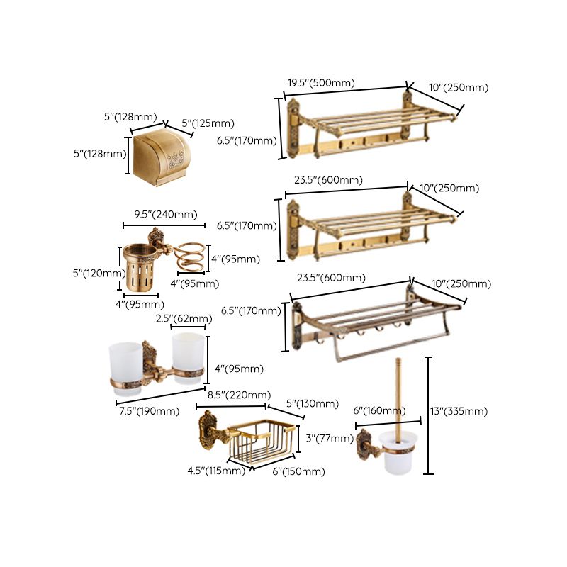 Traditional Bathroom Accessory Set Gold Bathroom Accessory Kit Clearhalo 'Bathroom Hardware Sets' 'Bathroom Hardware' 'Bathroom Remodel & Bathroom Fixtures' 'bathroom_hardware_sets' 'Home Improvement' 'home_improvement' 'home_improvement_bathroom_hardware_sets' 1200x1200_fc5fc701-f7d4-4387-8a27-797714b641af