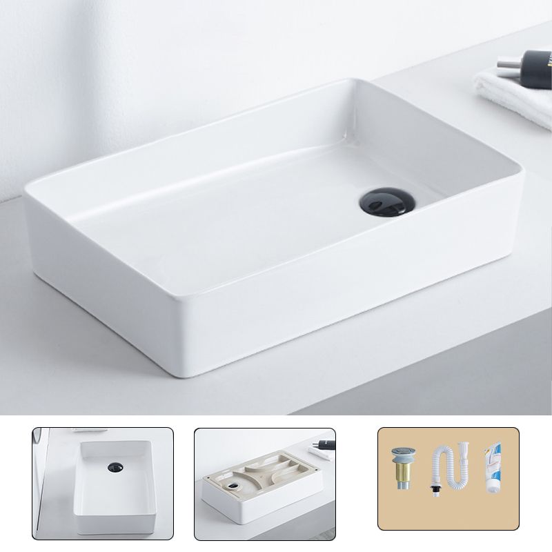 Contemporary Bathroom Sink Porcelain Pop-Up Drain Rectangular Vessel Clearhalo 'Bathroom Remodel & Bathroom Fixtures' 'Bathroom Sinks & Faucet Components' 'Bathroom Sinks' 'bathroom_sink' 'Home Improvement' 'home_improvement' 'home_improvement_bathroom_sink' 1200x1200_fc7987d1-f1d6-44c7-9c72-874c24fe4bc6