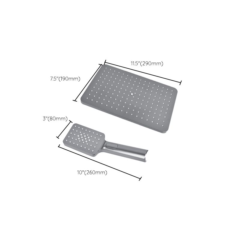 Rectangle Grey Shower Head Combo Standard Spray Pattern Showerhead Clearhalo 'Bathroom Remodel & Bathroom Fixtures' 'Home Improvement' 'home_improvement' 'home_improvement_shower_heads' 'Shower Heads' 'shower_heads' 'Showers & Bathtubs Plumbing' 'Showers & Bathtubs' 1200x1200_fc85480b-3188-4d17-bf11-b0714208fba4