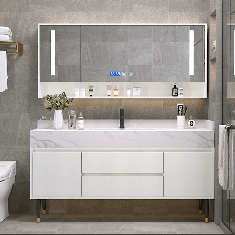 Metal Frame Vanity 2 Doors Double Sink Mirror Freestanding Vanity Set with Drawers Clearhalo 'Bathroom Remodel & Bathroom Fixtures' 'Bathroom Vanities' 'bathroom_vanities' 'Home Improvement' 'home_improvement' 'home_improvement_bathroom_vanities' 1200x1200_fc93dc2d-e788-476c-b171-2f52b4b447d4