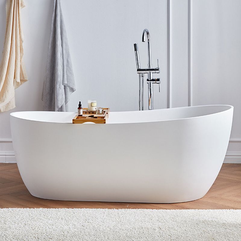 Modern Stone Freestanding Oval Tub Soaking 25.2-inch Tall White Bathtub(Board not Include) Clearhalo 'Bathroom Remodel & Bathroom Fixtures' 'Bathtubs' 'Home Improvement' 'home_improvement' 'home_improvement_bathtubs' 'Showers & Bathtubs' 1200x1200_fd245eac-d054-46cb-9e9f-c83001614894