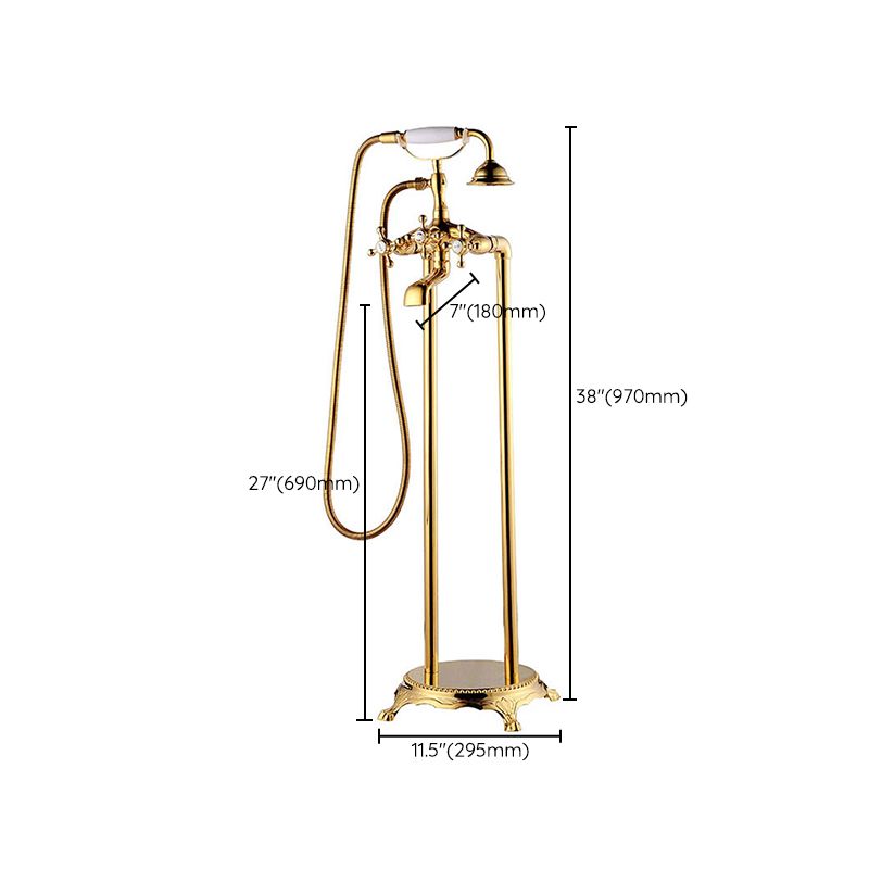 Traditional Floor Mounted Copper Freestanding Tub Filler Spray Gun Tub Filler Trim Clearhalo 'Bathroom Remodel & Bathroom Fixtures' 'Bathtub Faucets' 'bathtub_faucets' 'Home Improvement' 'home_improvement' 'home_improvement_bathtub_faucets' 1200x1200_fd4d8e1b-6402-4432-bdf8-527cd8d2fb43