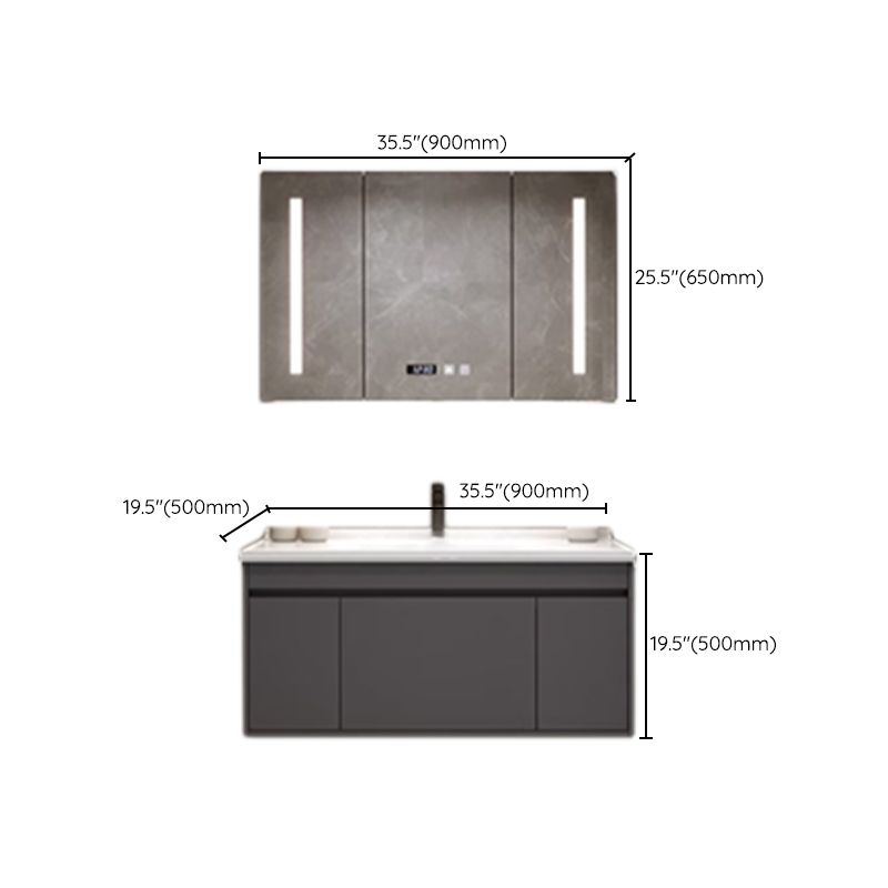 Wall Mount Modern Bathroom Vanity Set with Faucet Mirror Sink Clearhalo 'Bathroom Remodel & Bathroom Fixtures' 'Bathroom Vanities' 'bathroom_vanities' 'Home Improvement' 'home_improvement' 'home_improvement_bathroom_vanities' 1200x1200_fd510649-a26b-4bd6-87cc-4ffa469dbc82