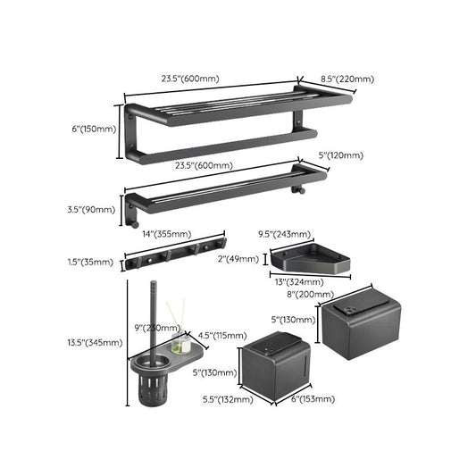 Modern Metal Bathroom Accessory As Individual Or As a Set in Grey Clearhalo 'Bathroom Hardware Sets' 'Bathroom Hardware' 'Bathroom Remodel & Bathroom Fixtures' 'bathroom_hardware_sets' 'Home Improvement' 'home_improvement' 'home_improvement_bathroom_hardware_sets' 1200x1200_fd9bf485-0653-453d-b94a-62efdfc7e294