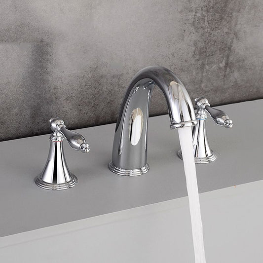 Modern Widespread Sink Faucet Plain Bathroom Double Handle Faucet with Lever Handle Clearhalo 'Bathroom Remodel & Bathroom Fixtures' 'Bathroom Sink Faucets' 'Bathroom Sinks & Faucet Components' 'bathroom_sink_faucets' 'Home Improvement' 'home_improvement' 'home_improvement_bathroom_sink_faucets' 1200x1200_fda738e8-80b9-4248-95e3-13b21afedf53