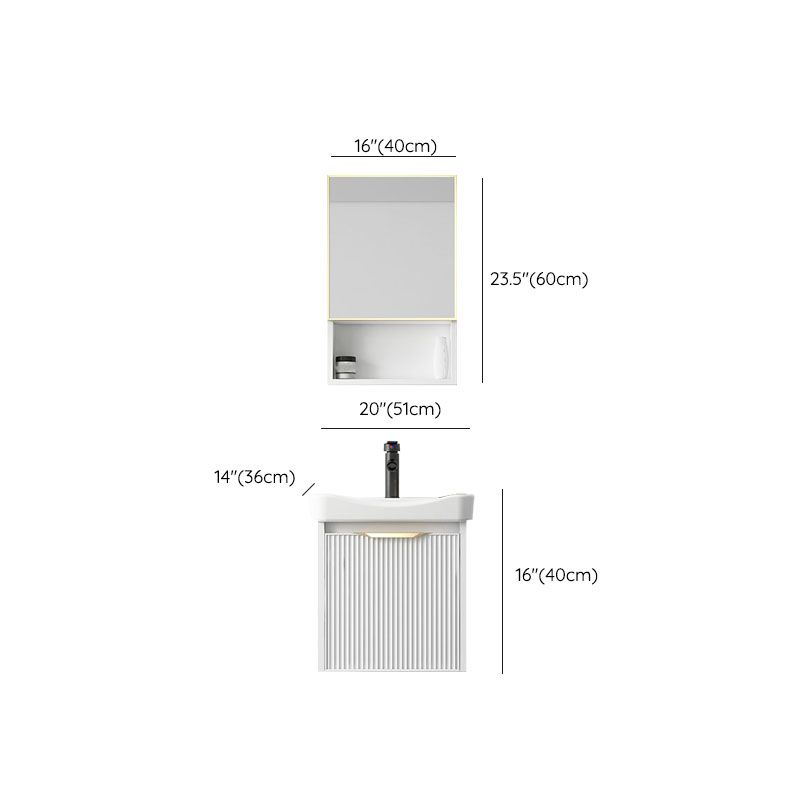 Rectangular White Vanity Single Sink Wall Mount 2 Doors Faucet Metal Frame Mirror Vanity Clearhalo 'Bathroom Remodel & Bathroom Fixtures' 'Bathroom Vanities' 'bathroom_vanities' 'Home Improvement' 'home_improvement' 'home_improvement_bathroom_vanities' 1200x1200_fdb82afc-ae64-4bd4-b879-38a5984e46f7