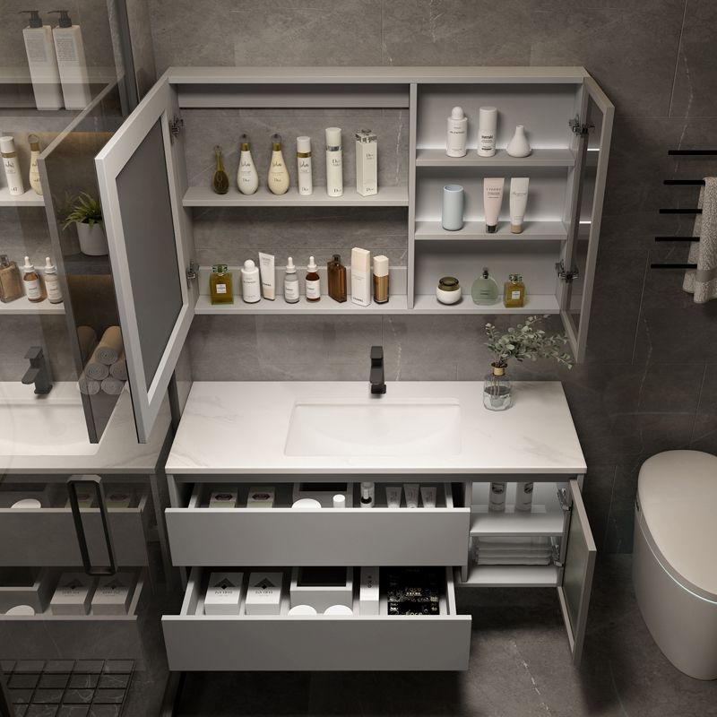 Modern Ceramic Bathroom Vanity Gray Single Sink Rectangular Vanity Set Clearhalo 'Bathroom Remodel & Bathroom Fixtures' 'Bathroom Vanities' 'bathroom_vanities' 'Home Improvement' 'home_improvement' 'home_improvement_bathroom_vanities' 1200x1200_fddd6d13-d364-40ce-99e3-01354561b623