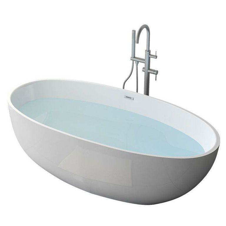 Modern Soaking Freestanding Bath Tub Acrylic Oval Bathtub with Overflow Trim Clearhalo 'Bathroom Remodel & Bathroom Fixtures' 'Bathtubs' 'Home Improvement' 'home_improvement' 'home_improvement_bathtubs' 'Showers & Bathtubs' 1200x1200_fddfe9c1-66f1-402e-812e-6e86c39e1ce5