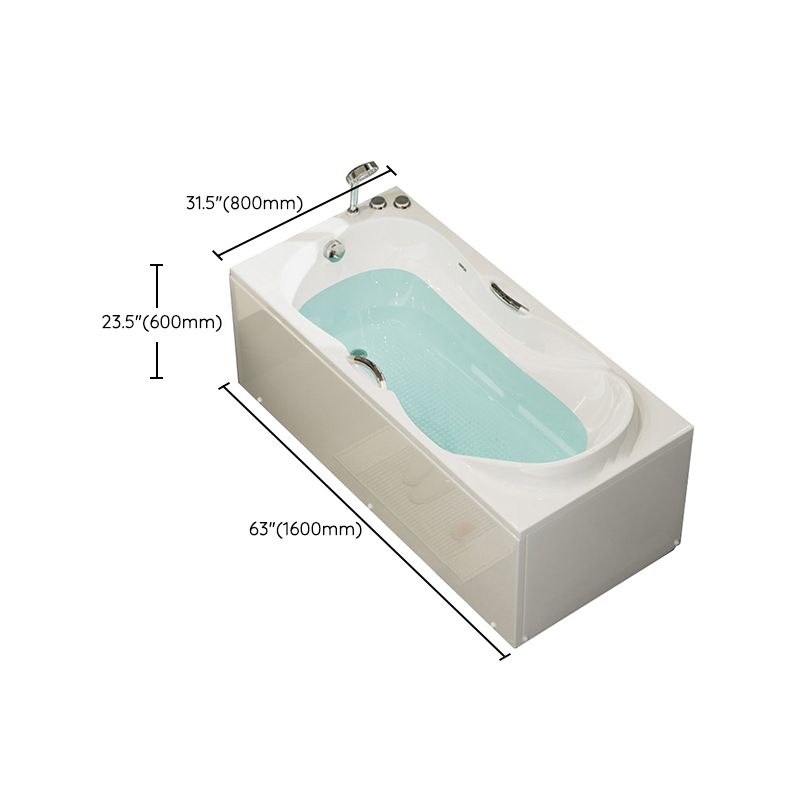 Freestanding Acrylic Bathtub Soaking White Square Modern Back to Wall Bathtub Clearhalo 'Bathroom Remodel & Bathroom Fixtures' 'Bathtubs' 'Home Improvement' 'home_improvement' 'home_improvement_bathtubs' 'Showers & Bathtubs' 1200x1200_fe17e546-2e12-4b44-96e3-4272e2d726ac