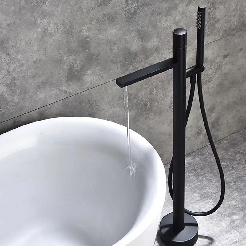 Floor Mounted Metal Freestanding Tub Filler Swivel Nickel Freestanding Faucet Clearhalo 'Bathroom Remodel & Bathroom Fixtures' 'Bathtub Faucets' 'bathtub_faucets' 'Home Improvement' 'home_improvement' 'home_improvement_bathtub_faucets' 1200x1200_fe57af20-b736-4d37-a290-bd156969711f