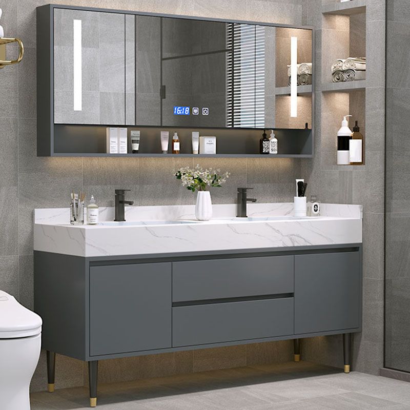 Mirror Bathroom Vanity Drawers Rectangle Freestanding 2 Doors Bathroom Vanity Set Clearhalo 'Bathroom Remodel & Bathroom Fixtures' 'Bathroom Vanities' 'bathroom_vanities' 'Home Improvement' 'home_improvement' 'home_improvement_bathroom_vanities' 1200x1200_fe5e4e53-959c-4610-afd7-dd1f33f4b2dc