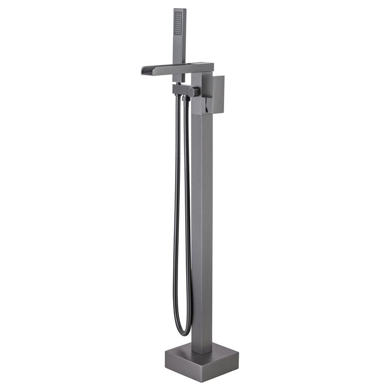 Floor Mounted Metal Freestanding Tub Filler One Handle Waterfall Freestanding Faucet Clearhalo 'Bathroom Remodel & Bathroom Fixtures' 'Bathtub Faucets' 'bathtub_faucets' 'Home Improvement' 'home_improvement' 'home_improvement_bathtub_faucets' 1200x1200_fe707a01-ecb5-45ae-9db6-4c3926e19883