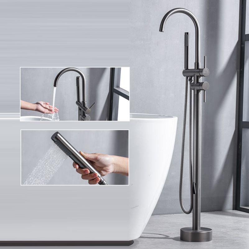 Floor Mounted Metal Freestanding Tub Filler High Arc Freestanding Faucet with Hose Clearhalo 'Bathroom Remodel & Bathroom Fixtures' 'Bathtub Faucets' 'bathtub_faucets' 'Home Improvement' 'home_improvement' 'home_improvement_bathtub_faucets' 1200x1200_fe7c2e9d-dad9-42d2-9809-3e512ee29263