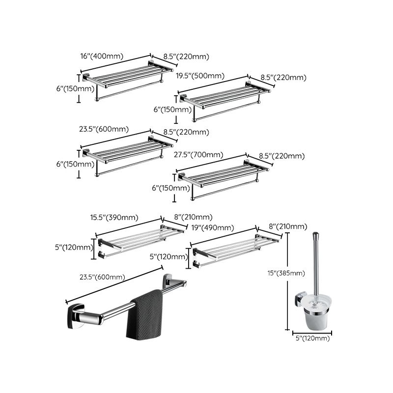 Chrome Brass Modernism Bathroom Accessory as Individual or as a Set Clearhalo 'Bathroom Hardware Sets' 'Bathroom Hardware' 'Bathroom Remodel & Bathroom Fixtures' 'bathroom_hardware_sets' 'Home Improvement' 'home_improvement' 'home_improvement_bathroom_hardware_sets' 1200x1200_fe898f83-2e15-459b-b0f8-51f9d5e306d0