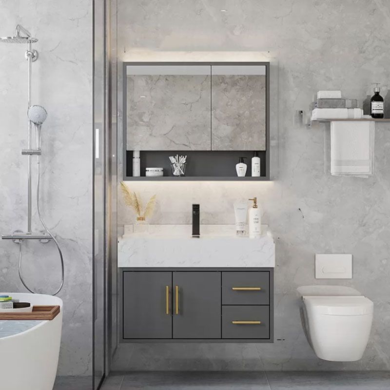 Grey Modern Wood Single-Sink Rectangular Open Console with Sink Set Clearhalo 'Bathroom Remodel & Bathroom Fixtures' 'Bathroom Vanities' 'bathroom_vanities' 'Home Improvement' 'home_improvement' 'home_improvement_bathroom_vanities' 1200x1200_fea26e52-d135-4499-b564-d7b5f964d550