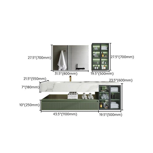 Modern Wall Mount Sink Vanity in Green with Mirror Drawers for Bathroom Clearhalo 'Bathroom Remodel & Bathroom Fixtures' 'Bathroom Vanities' 'bathroom_vanities' 'Home Improvement' 'home_improvement' 'home_improvement_bathroom_vanities' 1200x1200_feb03362-fbc4-4485-980f-deec02f42cac