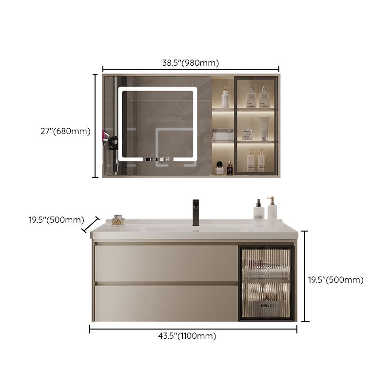 2 Drawers Vanity Wood Frame Wall Mount Rectangle Single Sink Bathroom Vanity with Mirror Clearhalo 'Bathroom Remodel & Bathroom Fixtures' 'Bathroom Vanities' 'bathroom_vanities' 'Home Improvement' 'home_improvement' 'home_improvement_bathroom_vanities' 1200x1200_feb86706-a70a-42b2-8c50-315491b08fff