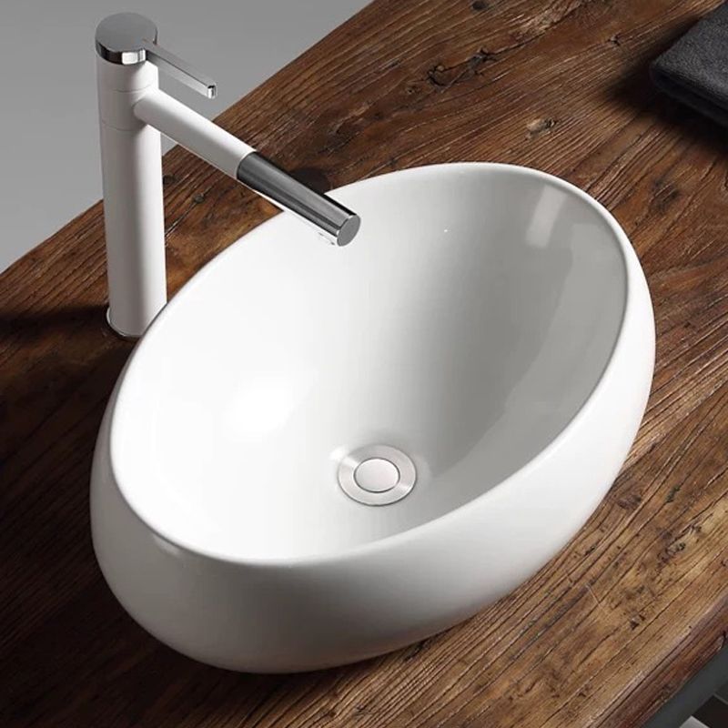 Modern Vessel Bathroom Sink Porcelain Oval with Pop-Up Drain Bathroom Sink Clearhalo 'Bathroom Remodel & Bathroom Fixtures' 'Bathroom Sinks & Faucet Components' 'Bathroom Sinks' 'bathroom_sink' 'Home Improvement' 'home_improvement' 'home_improvement_bathroom_sink' 1200x1200_fec56107-1e96-4a4a-af26-b8e7c817d0f3