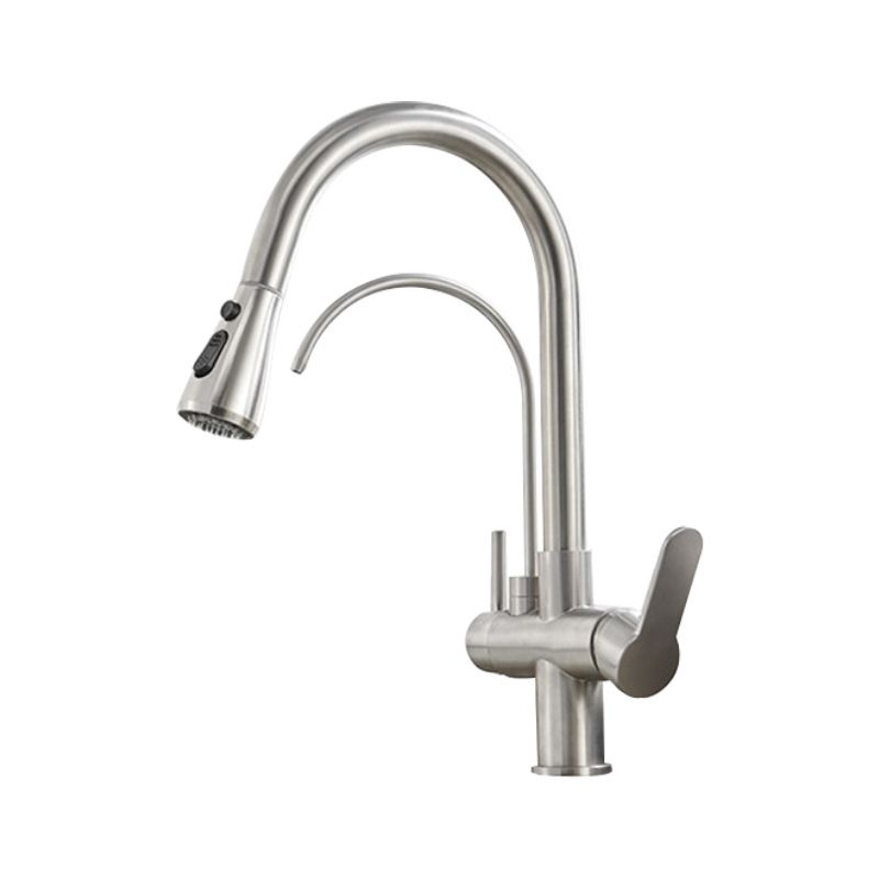Modern 2-Handle Kitchen Faucet with Sprayer and Water Dispenser Bar Faucet Clearhalo 'Home Improvement' 'home_improvement' 'home_improvement_kitchen_faucets' 'Kitchen Faucets' 'Kitchen Remodel & Kitchen Fixtures' 'Kitchen Sinks & Faucet Components' 'kitchen_faucets' 1200x1200_fed71a4a-6bfe-4cc5-b7f8-8b99071fe0e0