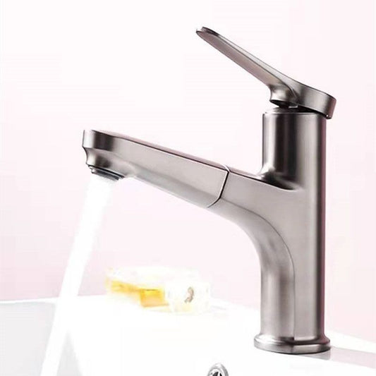 Modern Style Vessel Sink Faucet Lever Handle Copper Retractable Low Arc Vessel Faucet Clearhalo 'bathroom_sink_faucets' 'Conjunta de Baño y Conjunta de Grifo' 'Coronamiento de Baño y Dispositivo de Baño' 'Grifo del lavabo del baño' 'Hogar' 'home_improvement' 'home_improvement_bathroom_sink_faucets' 'Mejoras para el hogar' 1200x1200_ff2579ca-f920-41d1-b57f-7f1228c85898