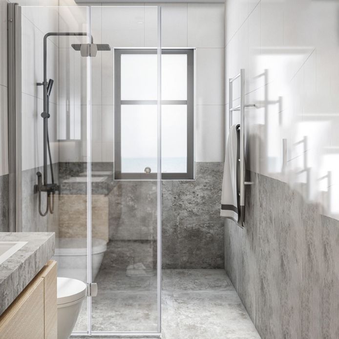 Semi Frameless Folding Shower Screen Tempered Glass Shower Screen Clearhalo 'Bathroom Remodel & Bathroom Fixtures' 'Home Improvement' 'home_improvement' 'home_improvement_shower_tub_doors' 'Shower and Tub Doors' 'shower_tub_doors' 'Showers & Bathtubs' 1200x1200_ff407f76-2495-42a8-8ec0-6622302af364