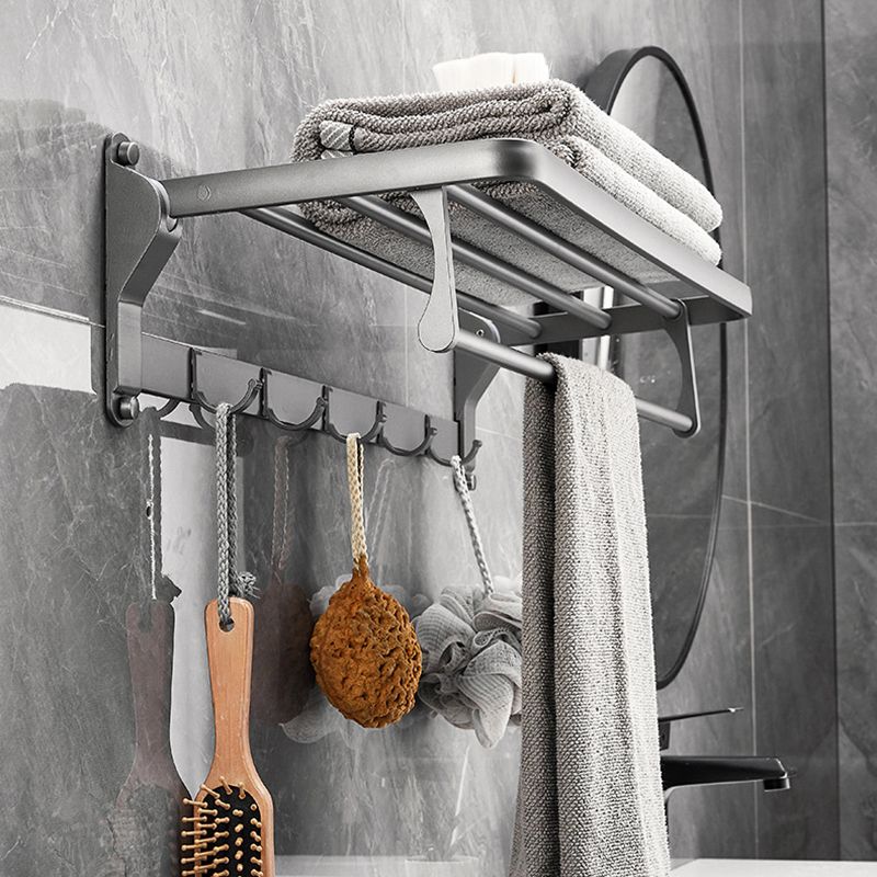 Gray 6/7-Piece Modern Bathroom Accessory Set Bath Shelf/Robe Hooks/Towel Bar Included Clearhalo 'Bathroom Hardware Sets' 'Bathroom Hardware' 'Bathroom Remodel & Bathroom Fixtures' 'bathroom_hardware_sets' 'Home Improvement' 'home_improvement' 'home_improvement_bathroom_hardware_sets' 1200x1200_ff467621-0029-4bdd-aeaf-32d44617d2dc