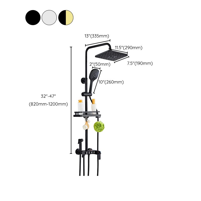 Modern Volume Control Shower Dual Shower Head Square Shower Faucet with Massage Jets Clearhalo 'Bathroom Remodel & Bathroom Fixtures' 'Home Improvement' 'home_improvement' 'home_improvement_shower_faucets' 'Shower Faucets & Systems' 'shower_faucets' 'Showers & Bathtubs Plumbing' 'Showers & Bathtubs' 1200x1200_ffa0de06-acd9-4d3f-b597-1cbf0421e886