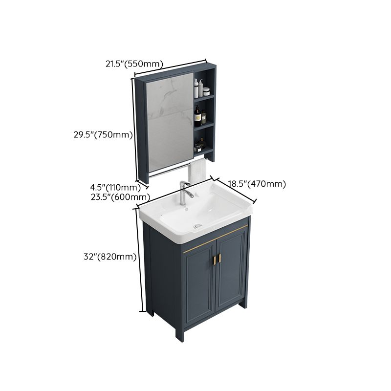 Glam Freestanding Bathroom Vanity Blue Metal Frame Single-Sink Vanity Set Clearhalo 'Bathroom Remodel & Bathroom Fixtures' 'Bathroom Vanities' 'bathroom_vanities' 'Home Improvement' 'home_improvement' 'home_improvement_bathroom_vanities' 1200x1200_ffb05a0b-3353-4eec-8436-8c58237872da