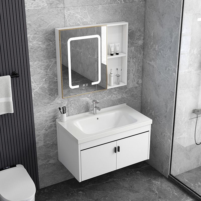Ceramic Bathroom Sink Vanity Wall-Mounted Bathroom Sink Vanity with Faucet Included Clearhalo 'Bathroom Remodel & Bathroom Fixtures' 'Bathroom Vanities' 'bathroom_vanities' 'Home Improvement' 'home_improvement' 'home_improvement_bathroom_vanities' 1200x1200_ffcea3d7-4d7c-4595-abc0-f7d1652693e5