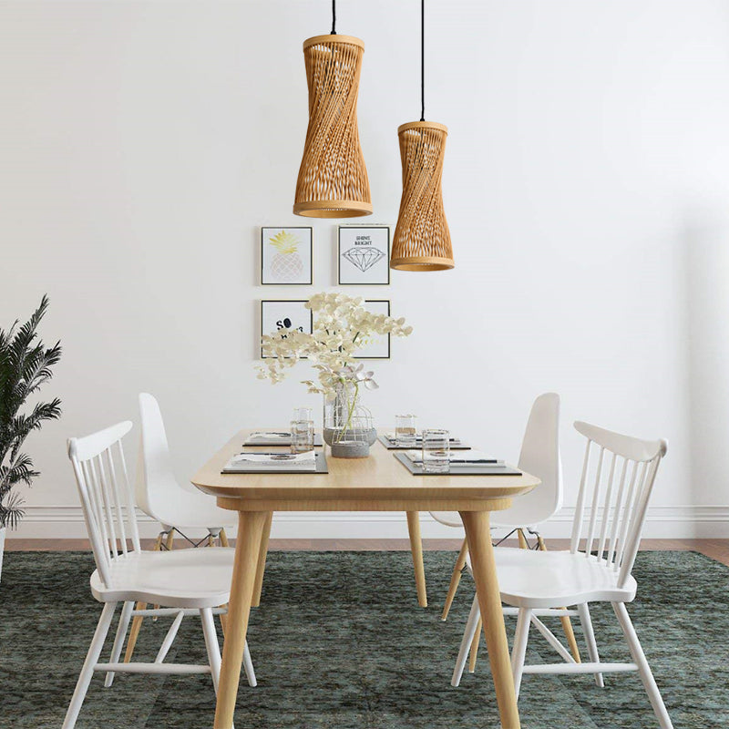 Bamboo Cylinder Hanging Lamp Chic Modern Hanging Pendant Fixture in Beige for Dining Room Beige Clearhalo 'Ceiling Lights' 'Pendant Lights' 'Pendants' Lighting' 120300_53740dc1-76df-4653-ad95-d791fa2d1f58