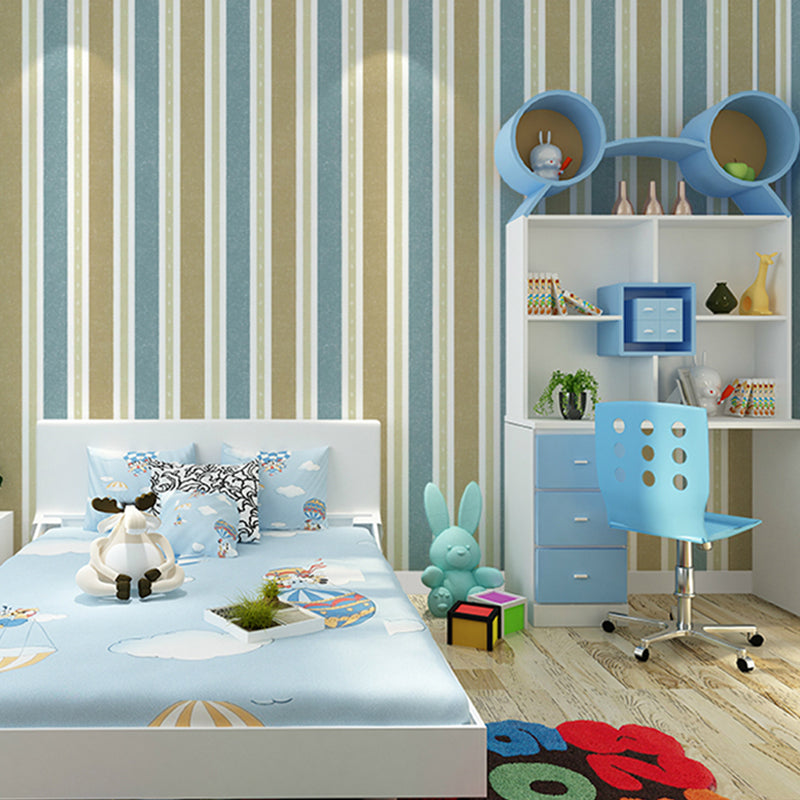 2 Tone Stripe Kids Wallpaper for Bedroom Non-Woven Wall Decoration, 31' L x 20.5" W Clearhalo 'Wall Decor' 'Wallpaper' 1203168