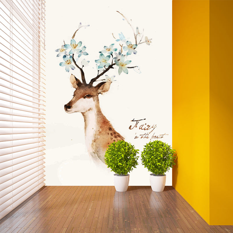 Waterproof Sika Deer Murals Wallpaper Customized Modern Art Wall Decor for Living Room Clearhalo 'Wall Decor' 'Wall Mural' 1203391