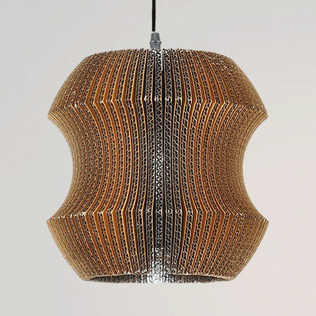 Woven Shade Hanging Lighting Asian Style Corrugated Paper 1 Bulb Restaurant Pendant Lamp in Beige/Brown Clearhalo 'Ceiling Lights' 'Pendant Lights' 'Pendants' Lighting' 120358