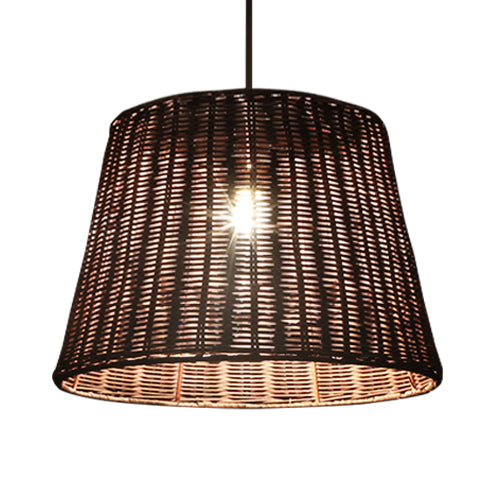 1/3-Head Restaurant Hanging Light with Cone Rattan Shade Country Stylish Brown Pendant Lamp Clearhalo 'Ceiling Lights' 'Pendant Lights' 'Pendants' Lighting' 120413