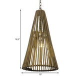 Bamboo Stick Cone Shade Pendant Light Vintage One Bulb Natural Wood Suspension Lamp with Adjustable Chain Clearhalo 'Ceiling Lights' 'Modern Pendants' 'Modern' 'Pendant Lights' 'Pendants' Lighting' 120516