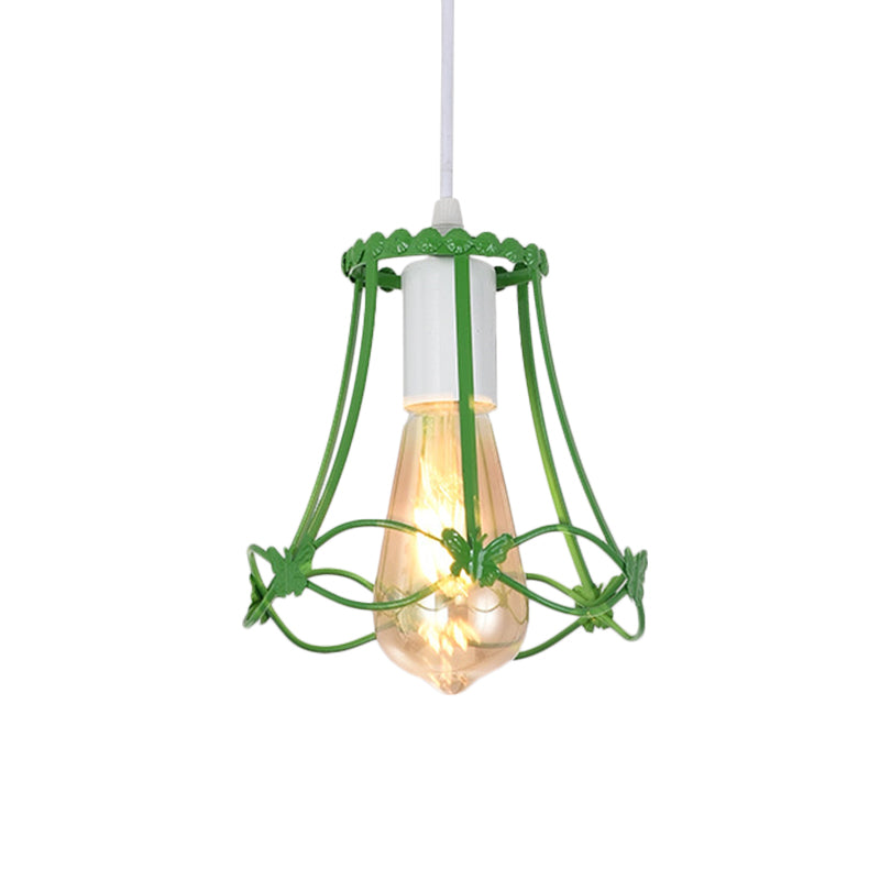 Modern Wire Cage Mini Pendant Lamp 1 Light Metal Hanging Ceiling Light in Blue/Green/Yellow Clearhalo 'Ceiling Lights' 'Modern Pendants' 'Modern' 'Pendant Lights' 'Pendants' Lighting' 1207359