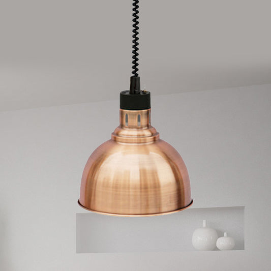 Retro Stylish Dome Suspension Light Extendable 1 Head Metal Pendant Lighting in Bronze/Copper for Indoor Clearhalo 'Art Deco Pendants' 'Cast Iron' 'Ceiling Lights' 'Ceramic' 'Crystal' 'Industrial Pendants' 'Industrial' 'Metal' 'Middle Century Pendants' 'Pendant Lights' 'Pendants' 'Tiffany' Lighting' 1207472