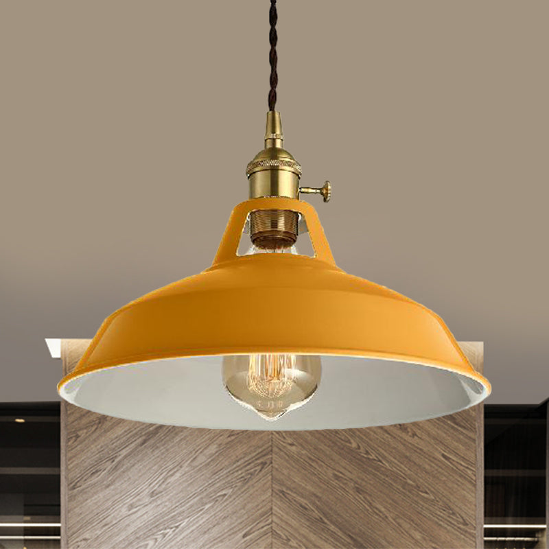 Loft Style Barn Shade Hanging Light 1 Light Metal Pendant Lighting in Blue/Green for Dining Room Clearhalo 'Ceiling Lights' 'Modern Pendants' 'Modern' 'Pendant Lights' 'Pendants' Lighting' 1207530