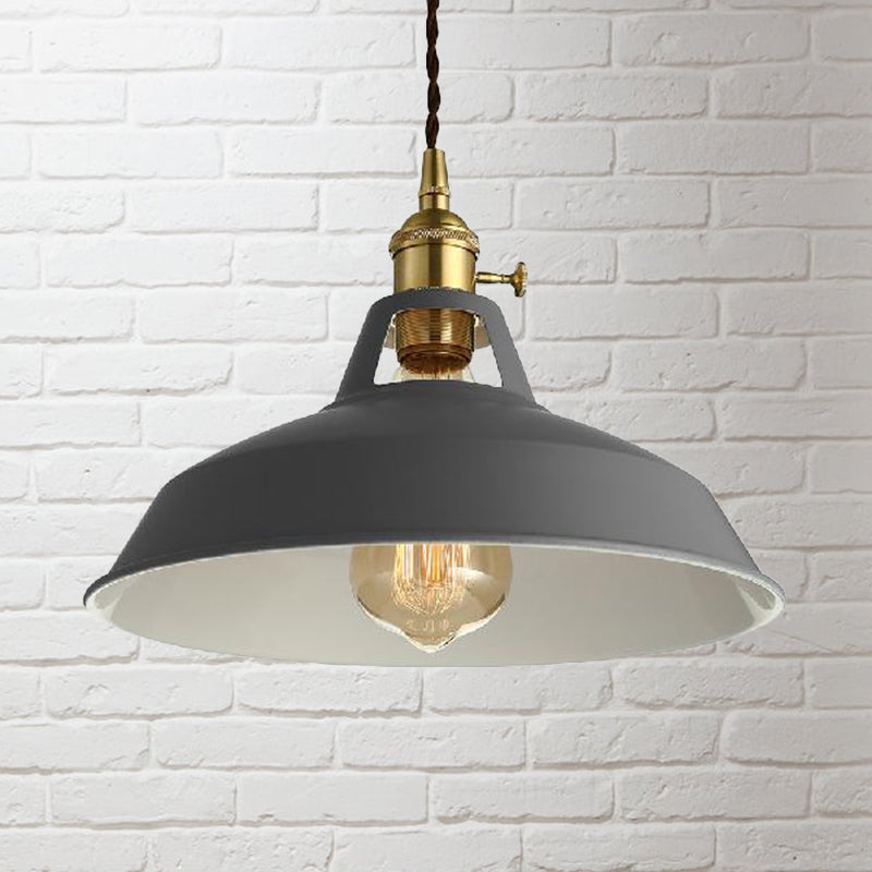 Loft Style Barn Shade Hanging Light 1 Light Metal Pendant Lighting in Blue/Green for Dining Room Grey Clearhalo 'Ceiling Lights' 'Modern Pendants' 'Modern' 'Pendant Lights' 'Pendants' Lighting' 1207533