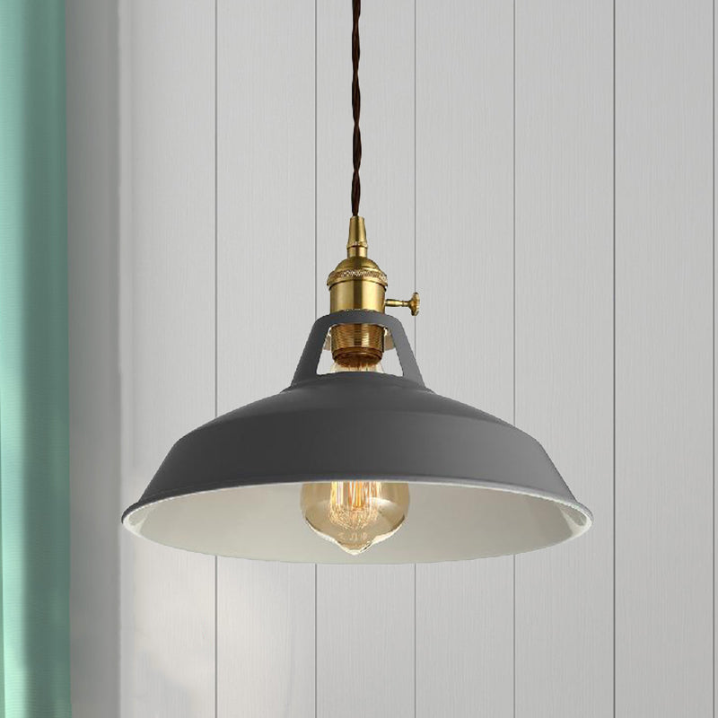 Loft Style Barn Shade Hanging Light 1 Light Metal Pendant Lighting in Blue/Green for Dining Room Clearhalo 'Ceiling Lights' 'Modern Pendants' 'Modern' 'Pendant Lights' 'Pendants' Lighting' 1207534