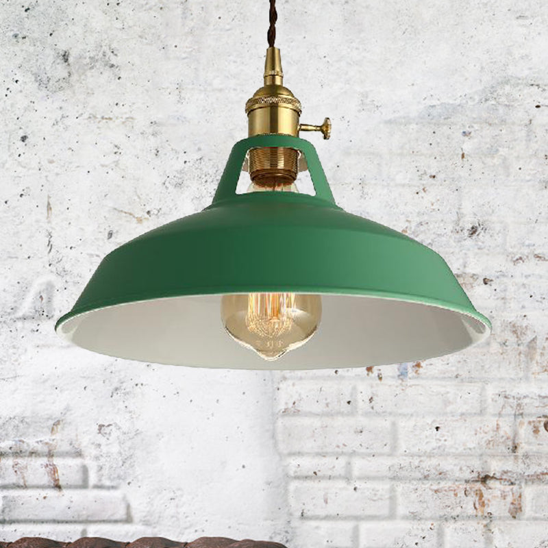 Loft Style Barn Shade Hanging Light 1 Light Metal Pendant Lighting in Blue/Green for Dining Room Green Clearhalo 'Ceiling Lights' 'Modern Pendants' 'Modern' 'Pendant Lights' 'Pendants' Lighting' 1207537