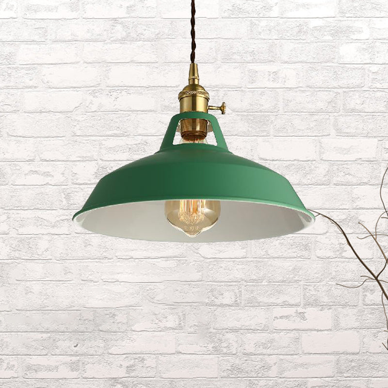 Loft Style Barn Shade Hanging Light 1 Light Metal Pendant Lighting in Blue/Green for Dining Room Clearhalo 'Ceiling Lights' 'Modern Pendants' 'Modern' 'Pendant Lights' 'Pendants' Lighting' 1207538