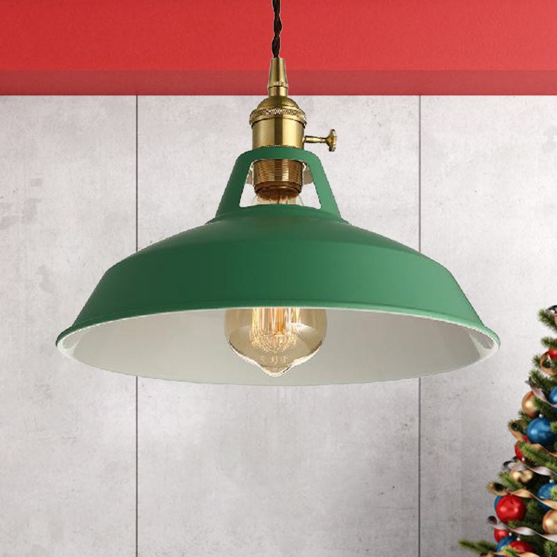 Loft Style Barn Shade Hanging Light 1 Light Metal Pendant Lighting in Blue/Green for Dining Room Clearhalo 'Ceiling Lights' 'Modern Pendants' 'Modern' 'Pendant Lights' 'Pendants' Lighting' 1207539