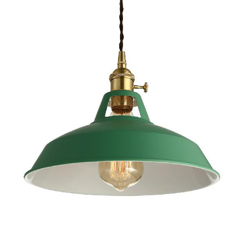 Loft Style Barn Shade Hanging Light 1 Light Metal Pendant Lighting in Blue/Green for Dining Room Clearhalo 'Ceiling Lights' 'Modern Pendants' 'Modern' 'Pendant Lights' 'Pendants' Lighting' 1207540